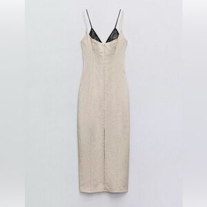 ZARA NWT WOMAN SS24 LACE MIDI DRESS ECRU | BLOGGER FAVORITE SIZE SMALL